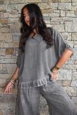Frame Hopsack Frill Box Top Washed Chocolate